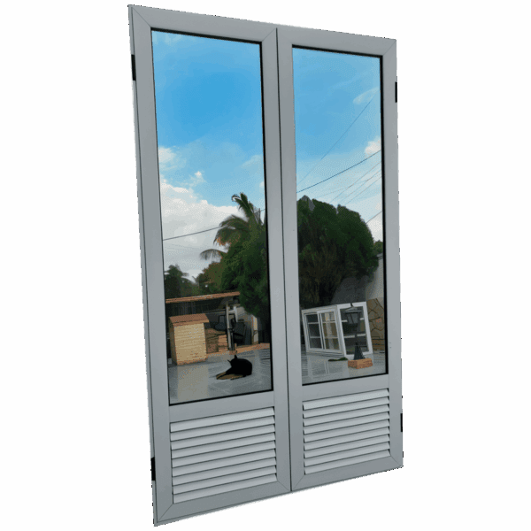 Puerta Doble con Espejo y Rejilla Inferior