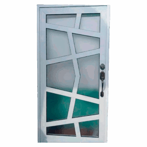 Puerta Blanca con Vidrio y Diseño Geométrico