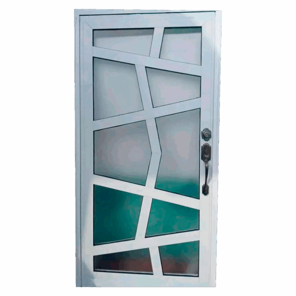 Puerta Blanca con Vidrio y Diseño Geométrico