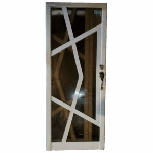 Puerta Geométrica con Vidrio y Aluminio Blanco