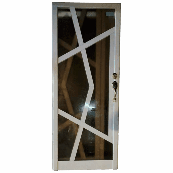 Puerta Geométrica con Vidrio y Aluminio Blanco