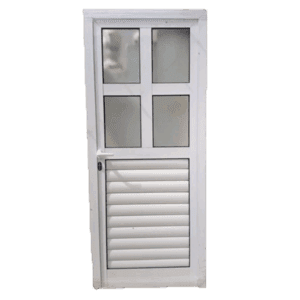 Puerta Blanca con Vidrio y Panel Tipo Persiana
